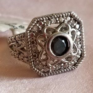 GEMTITE STERLING SILVER AND DIAMOND RING